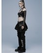 Punk Rave Black Gothic Punk Off-the-Shoulder Long Sleeve Sexy Short Top for Women