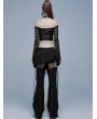 Punk Rave Black Gothic Punk Off-the-Shoulder Long Sleeve Sexy Short Top for Women