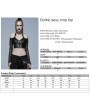 Punk Rave Black Gothic Punk Off-the-Shoulder Long Sleeve Sexy Short Top for Women