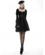 Dark in Love Black Gothic Victorian Velvet Long Sleeves Short Dress