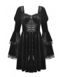 Dark in Love Black Gothic Victorian Velvet Long Sleeves Short Dress