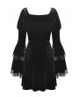 Dark in Love Black Gothic Victorian Velvet Long Sleeves Short Dress