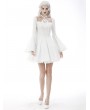 Dark in Love White Gothic Magic Princess Square Neck Flower Halter Long Trumpet Sleeve Dress