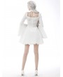 Dark in Love White Gothic Magic Princess Square Neck Flower Halter Long Trumpet Sleeve Dress