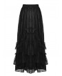 Dark in Love Black Gothic Vintage Elegant Frilly Lace Long Skirt