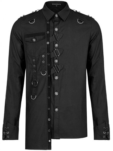 Punk Rave Black Gothic Punk Asymmetric Long Sleeve Shirt for Men ...