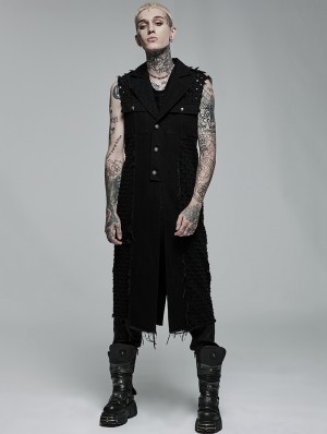 Black Gothic Punk Sexy Mesh Vest Top for Men 