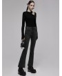 Punk Rave Black Gothic Punk Asymmetric Placket Daily Wear Flare Jeans for Women