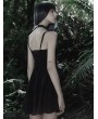 Punk Rave Black Gothic Dark Bat Velvet Embroidered Short Suspender Dress