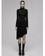 Punk Rave Black Gothic Punk Asymmetric Cheongsam Collar Long Dress