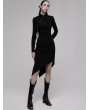 Punk Rave Black Gothic Punk Asymmetric Cheongsam Collar Long Dress