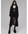 Punk Rave Black Gothic Chinese Style Dark Pattern Chiffon Long Hooded Coat for Women