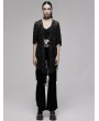 Punk Rave Black Gothic Chinese Style Tassel Bat Moon Flocking Coat for Women