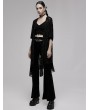 Punk Rave Black Gothic Chinese Style Tassel Bat Moon Flocking Coat for Women