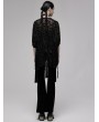 Punk Rave Black Gothic Chinese Style Tassel Bat Moon Flocking Coat for Women