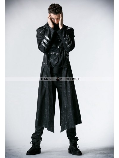 Punk Rave Black Long to Short Gothic Military Trench Coat for Men ...