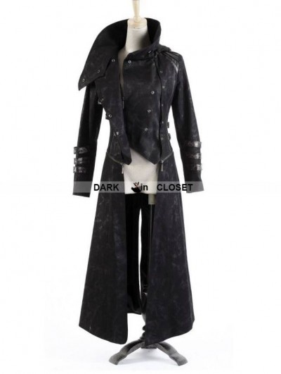 Black 'Gotham' Military Style Men's Coat by Punk Rave • the dark store™