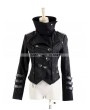 Punk Rave Black Long to Short Gothic Military Trench Coat for Men