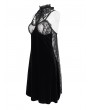 Eva Lady Black Gothic Sexy Velvet Lace Transparent High Slit Sleeveless Short Dress