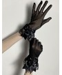 Black Gothic Lolita Lace Bow Short Gloves