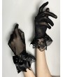 Black Gothic Lolita Lace Bow Short Gloves