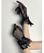 Black Gothic Lolita Lace Bow Short Gloves