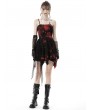 Dark in Love Black and Red Gothic Punk Rock Dye Asymmetric Strap Short Dress