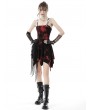 Dark in Love Black and Red Gothic Punk Rock Dye Asymmetric Strap Short Dress