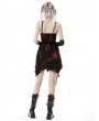 Dark in Love Black and Red Gothic Punk Rock Dye Asymmetric Strap Short Dress