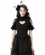 Dark in Love Black Gothic Sexy Heart Hollow-Out Short Sleeve Blouse for Women