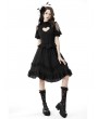 Dark in Love Black Gothic Sexy Heart Hollow-Out Short Sleeve Blouse for Women