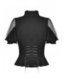 Dark in Love Black Gothic Sexy Heart Hollow-Out Short Sleeve Blouse for Women