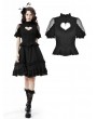 Dark in Love Black Gothic Sexy Heart Hollow-Out Short Sleeve Blouse for Women