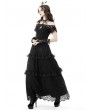 Dark in Love Black Gothic Lace Off-the-Shoulder Short Sleeve Top for Women