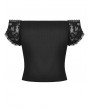 Dark in Love Black Gothic Lace Off-the-Shoulder Short Sleeve Top for Women