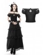 Dark in Love Black Gothic Lace Off-the-Shoulder Short Sleeve Top for Women