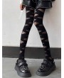 Black Gothic Sexy Cross Strap Patterned Tights