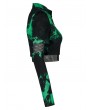 Punk Rave Black and Green Women's Gothic Punk Tie Dyed Two-Wear T-Shirt with Detachable Sleeves