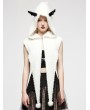 Punk Rave White Gothic Bat Embellished Hooded Scarf Cape for Women