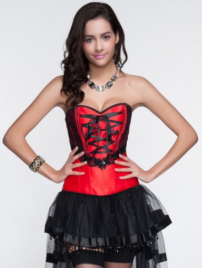 Seductive Black and Red Kinky Gothic Corset