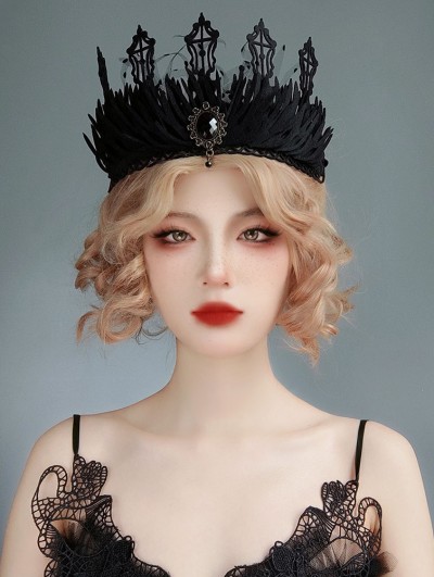 Black Vintage Gothic Halloween Party Crown Headdress