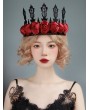 Black Gothic Red Rose Bridal Vintage Crown Headdress