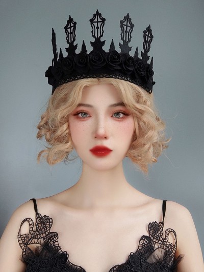 Black Gothic Bridal Queen Princess Crown Headdress