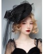 Black Gothic Skeleton Halloween Mesh Bow Hat Headdress