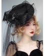 Black Gothic Skeleton Halloween Mesh Bow Hat Headdress