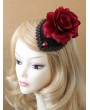 Black and Red Rose Gothic Lace Trim Hat Headdress