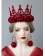 Vintage Gothic Red Rose Christmas Queen Crown Headdress