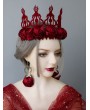 Vintage Gothic Red Rose Christmas Queen Crown Headdress