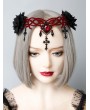 Black and Red Gothic Vampire Cosplay Cross Pendant Headdress