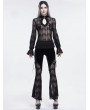 Devil Fashion Black Sexy Gothic Lace Long Flared Pants for Women